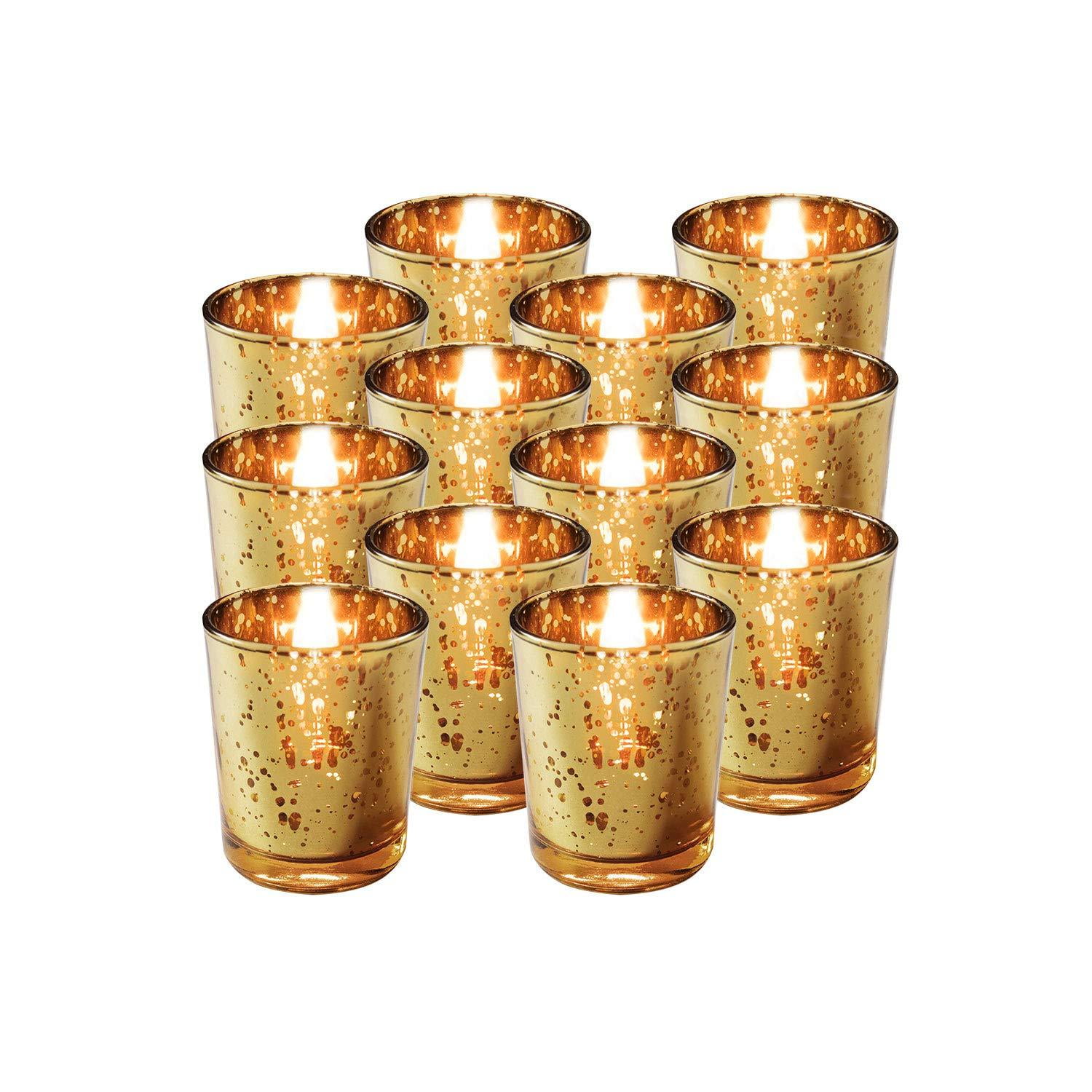 Granrosi Gold Mercury Votive Candle Holder Set of 25 Made of Mercury Glass 