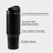 HydroJug Ease2o Insulated Stainless Steel Water Bottle with Straw & Chug Lid, Leak-Resistant, Cup Holder Friendly – 40oz, Black