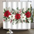 thumbnail image 2 of Tchckioa Red and White Floral Shower Curtain,Hooks Top Waterproof Bath Curtain for Bathroom,72x84 Inch, 2 of 6