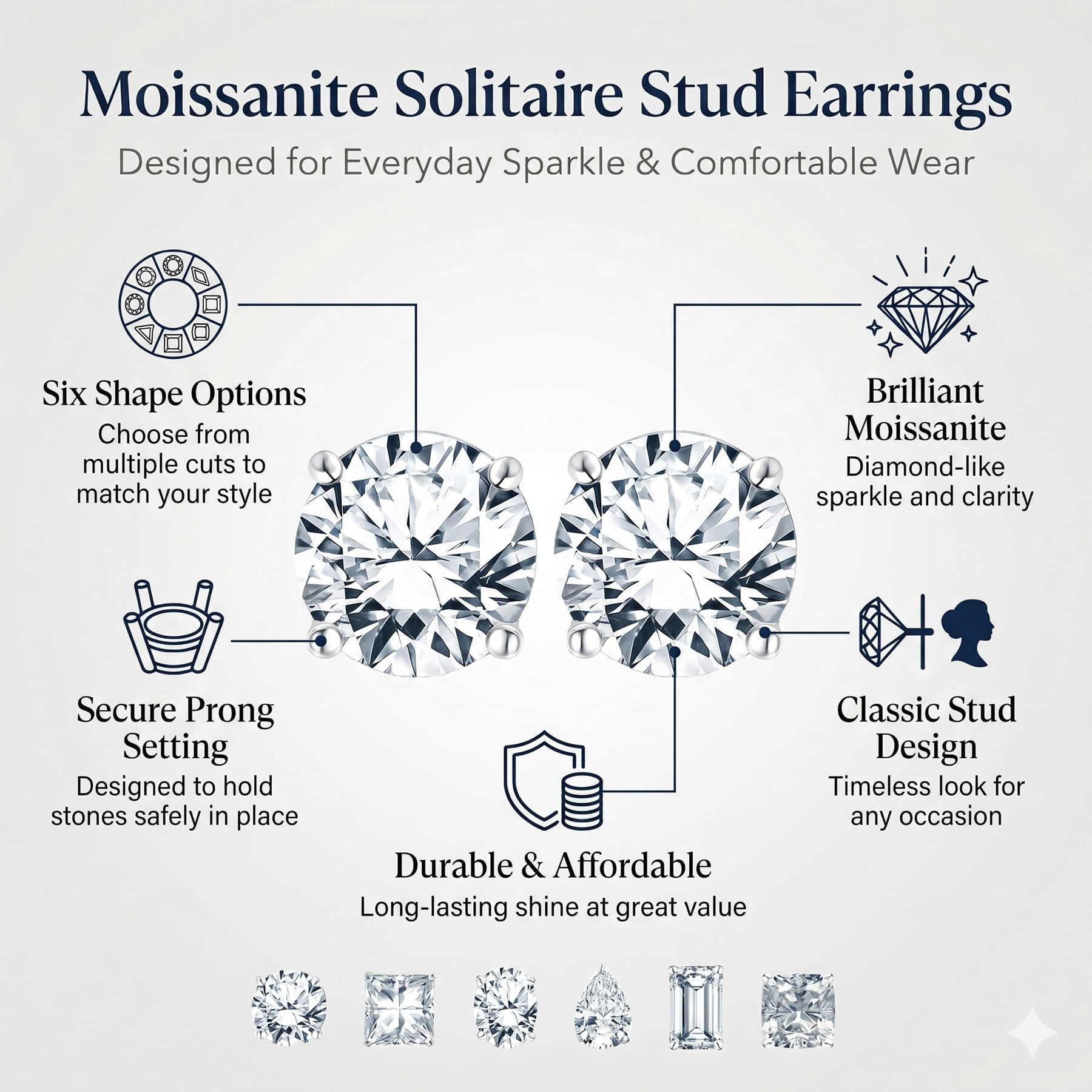 JeenMata 0.5 Carat Cushion Cut Moissanite 4 Prong Solitaire Stud Earrings in 18k Rose Gold Plating for Women