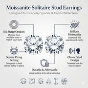 JeenMata 4 Prong 2 Carat Round Shaped Moissanite Solitaire Stud Earrings in 18k White Gold Plating for Women