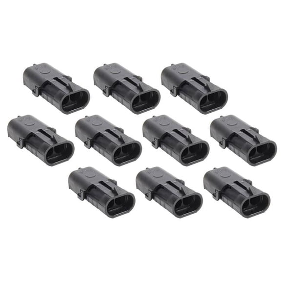 Allstar Performance ALL76291-10 Weather Pack Housing - Male - 2 Pin - 12V - 20 amp - Plastic - Black - Set of 10