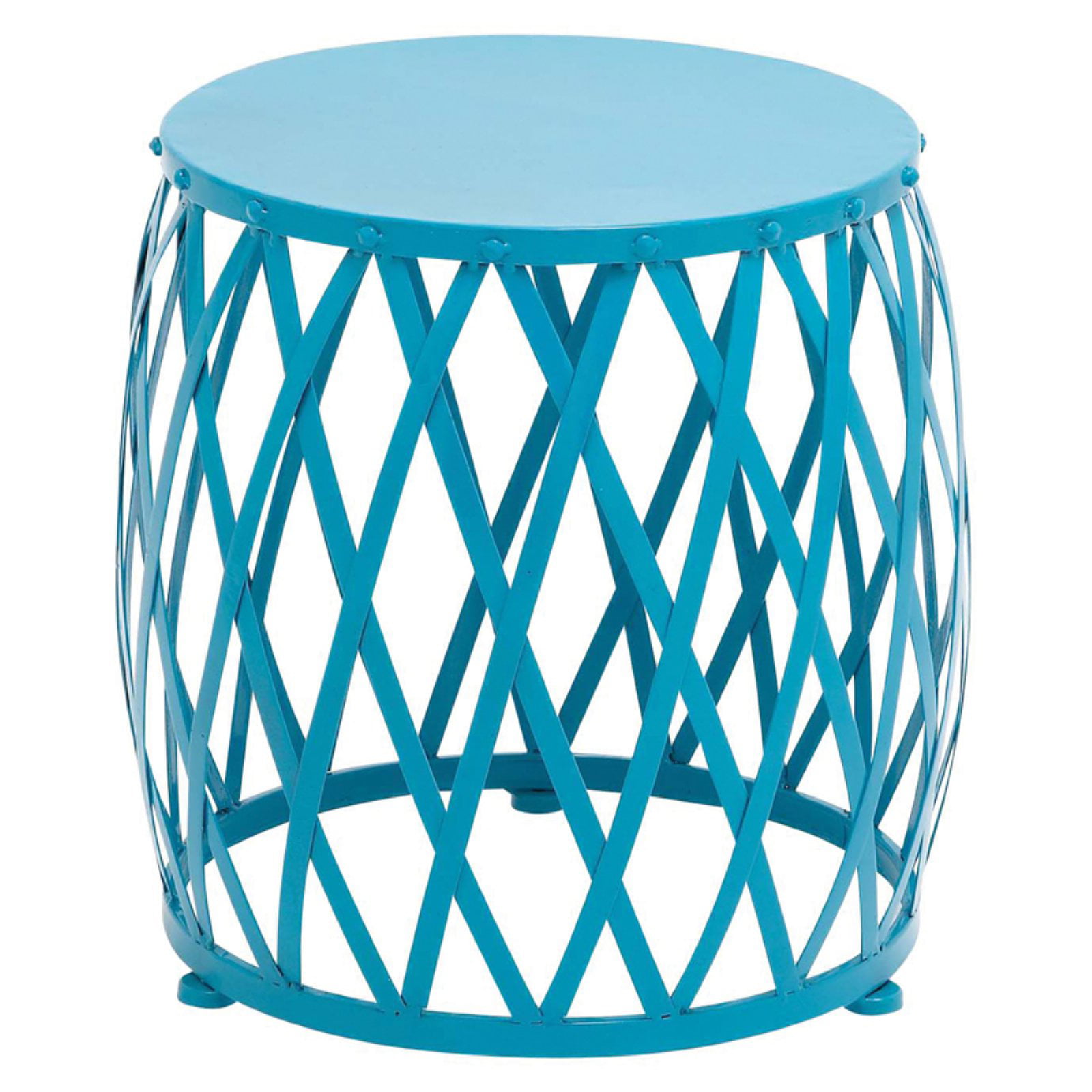 Benzara 96978 Attractive Styled Metal Accent Table 19.2 x 19.2 x 19.2 Blue Benzara Woodland Imports DROPSHIP 