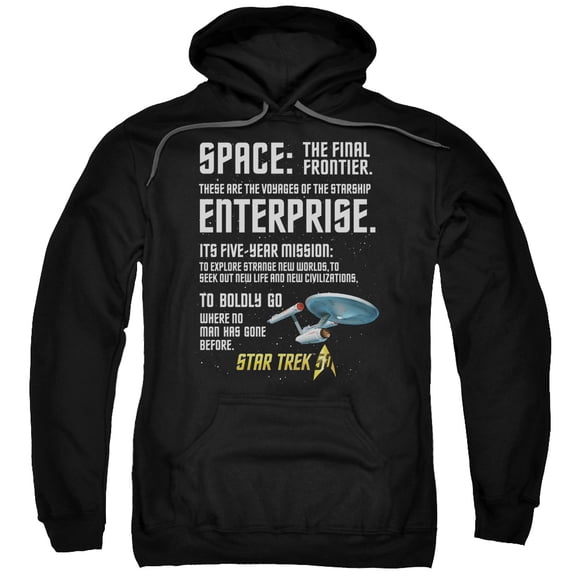 Star Trek Intro Adult Pullover Hoodie Sweatshirt Black