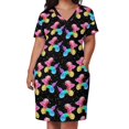 thumbnail image 2 of Conjunto de ropa elegante para mujer vestido negro con bolsillos holgado con diseño de perros y globos de acuarela, 2 of 6