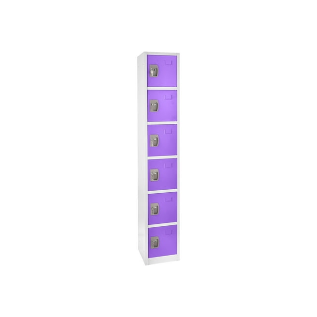 AdirOffice 72 in. H x 12 in. W x 12 in. D 6-Compartment Steel Tier Key Lock Storage Locker in Purple (4-Pack)