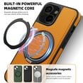 thumbnail image 2 of Allytechgroup Magnetic Case for iPhone 14, Built-in Invisible 360° Rotatable Kickstand, Compatible with MagSafe, PU Leather Slim Shockproof Protective Phone Case Cover, Orange, 2 of 7