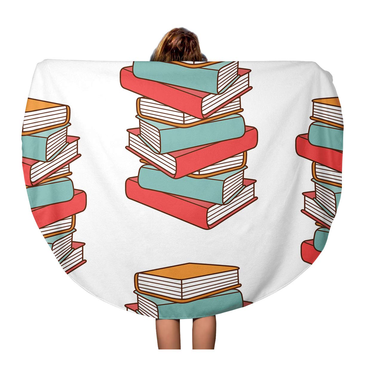 LADDKA 60 inch Round Beach Towel Blanket Blue Pile of ...