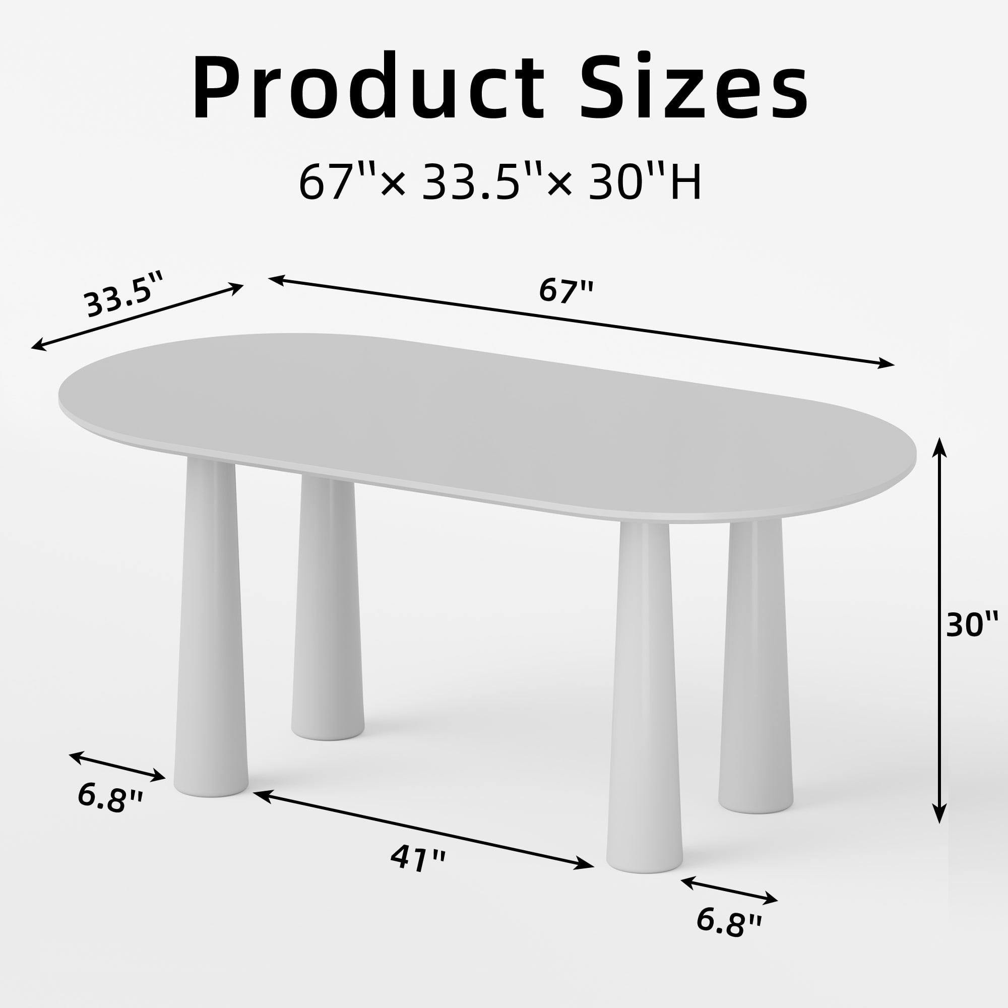 MAYEERTY 67x33.5x30 Modern Oval Dining Table, Contemporary Home Wood Kitchen Table, Walnut