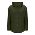thumbnail image 5 of HomeDM Long Sleeve Sweatshirts for Women, Button Down Hoodies with Pocket, Solid Color - Army Green/L, 5 of 7