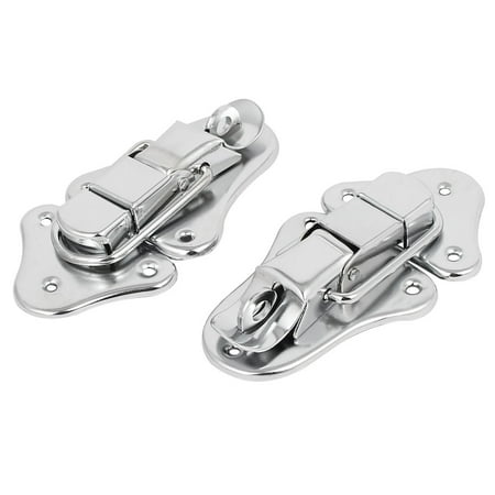 Unique Decorative Boxes Unique BargainsWooden Box Suitcase Metal Toggle Latches Hasps Silver Tone 90x50x13mm 2pcs ()