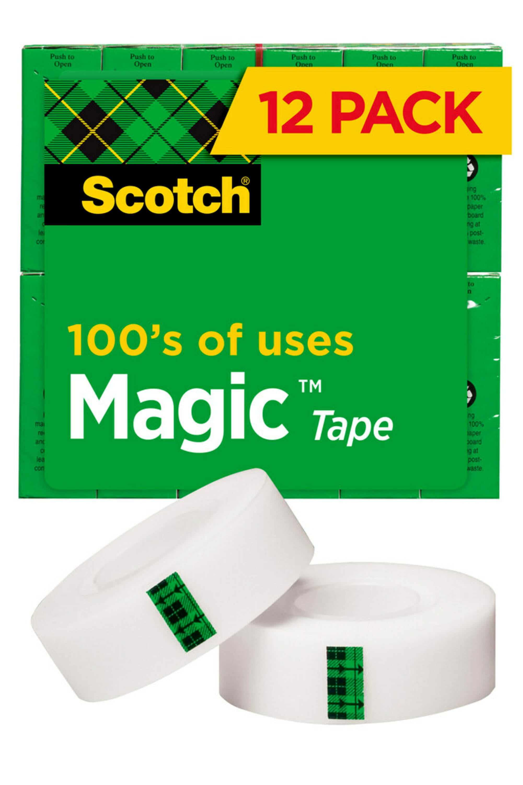 3" CORE 811 NEW 811 72YD 12 PACK SCOTCH REMOVABLE MAGIC TAPE 1/2"x2592" 