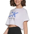 thumbnail image 2 of Calvin Klein Performance Womens Cropped Logo T-Shirt White Hyacinth L, 2 of 3