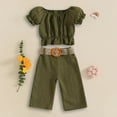 thumbnail image 2 of tarylea Newborn Infant Girls Clothes Puff Short Sleeve Crop Top Wide Leg Pants 2Pc Summer Outfits, 2 of 6