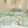 thumbnail image 4 of Move Over Sage Green Bedding Set Pom Poms Duvet Cover Set King Soft Washed Microfiber Three Layer Pom Poms Pattern No Filling, 4 of 8