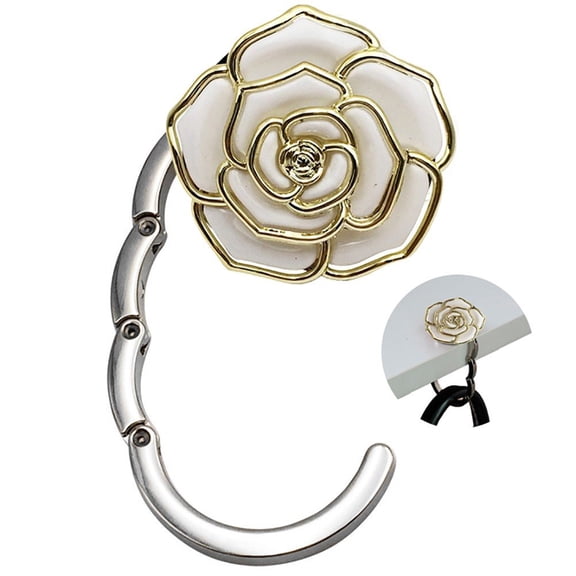 Hzzsbu Handbag Hanging Hanger Hook Rose Folding Purse Bag Table Hook Hang Holder