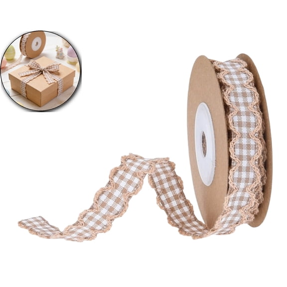 Gingham Plaid Ribbon - Polyester Checked Ribbon for Gift Wrapping, Flower Bouquets, Wreaths - Christmas Home & Party Decor Craft Ribbon