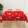 thumbnail image 2 of Duangreer Retro Red Christmas Rectangle Tablecloth, White Xmas Tree Snowflake Print Holiday Party Table Cover with Waterproof Wrinkle Resistant, 60 x 70 Inch, 2 of 2
