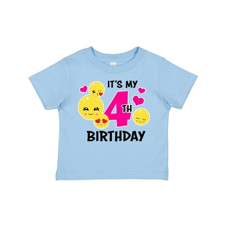 

Inktastic Its My 4th Birthday with Smiling Emoticons Gift Toddler Toddler Girl T-Shirt