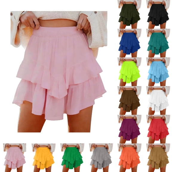 SROBPTY Skirts for Women Summer Solid High Waist for Casual Wear