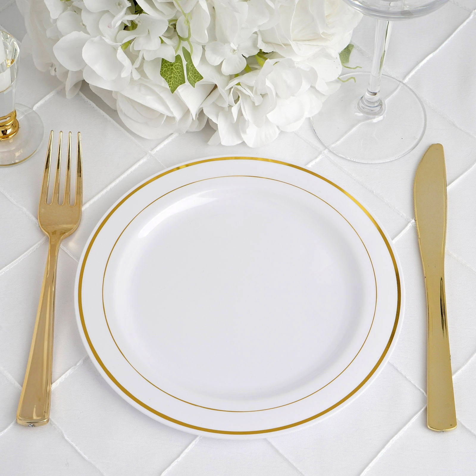 Efavormart 10 Pack - 8" White Très Chic Round Disposable Plastic Salad ...