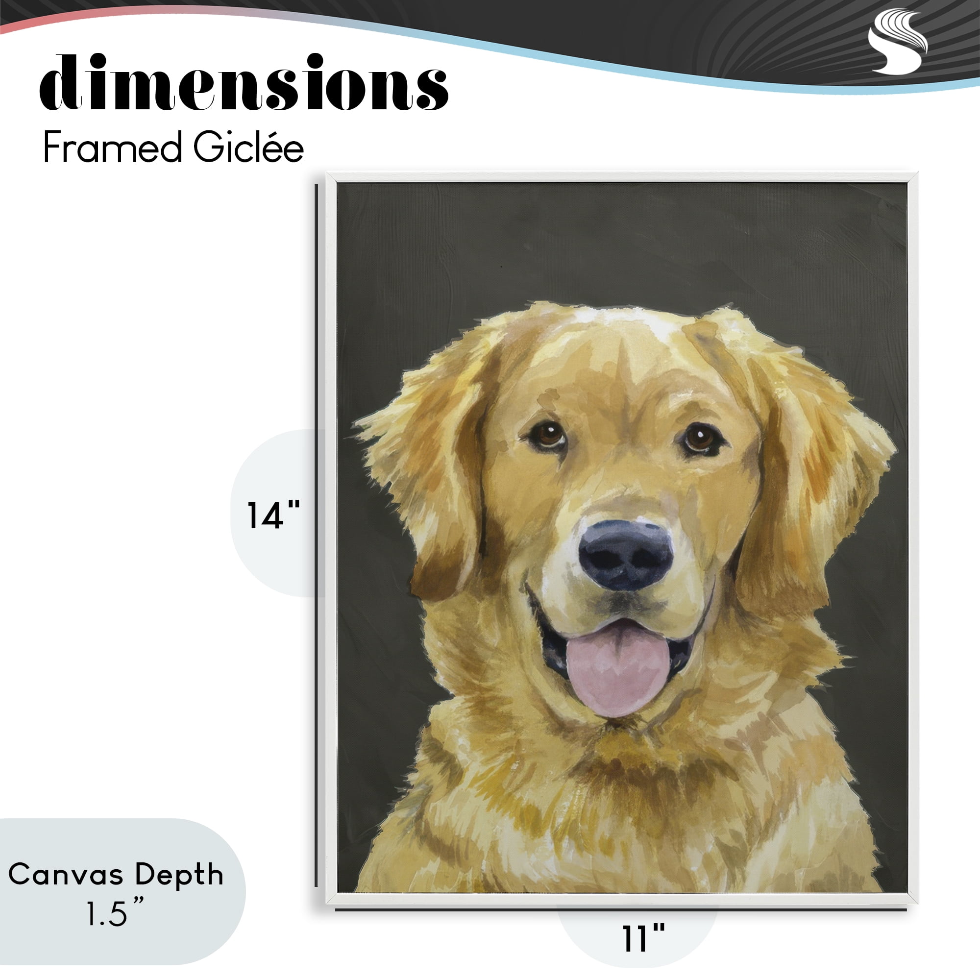 Stupell Industries Joyful Golden Retriever Portrait White Framed Giclee Art, design by Lil' Rue