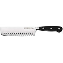 Winco KFP-73, 7" Acero Nakiri Knife, Hollow Ground Asian Style Knife with Black POM Handle, Vegetable Knife, Japanese Cleaver Chopping Knife, NSF