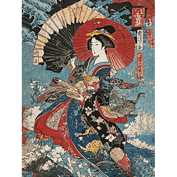 Japanese Geisha Canvas Wall Art,Perfect for Living Room,Bedroom,Dining Room,Office,and Bathroom Decoration.