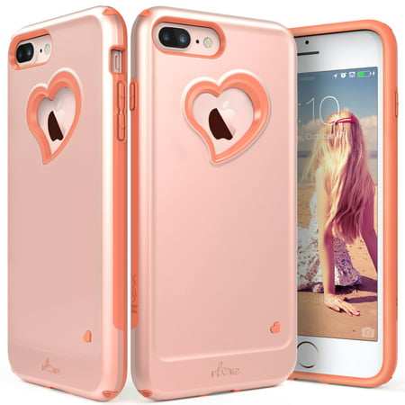 iPhone 8 Plus Case, iPhone 7 Plus Case, Vena [vLove][Heart-Shape | Dual Layer Protection] Hybrid Bumper Cover for Apple iPhone 8 Plus / 7 Plus