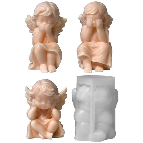 3PCS 3D Cute Angel Silicone Molds Mini Angel Candle Soap Mold Cherubs Epoxy Resin Mold Silicone Angel Mold for Chocolate, Candy, Cake Decor, Soy Wax Candle, Soap, Polymer Clay, Plaster, Resin Art