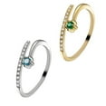 thumbnail image 4 of 2PCS 2 in 1 Open Ring Simple Zircon Inlaid Ring Lovers Open Rings (White+Golden), 4 of 8