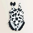 thumbnail image 2 of Utlike Girls Swimwear Toddler Beach Bathing Suit Swimsuit Sport Cow Prints Bow Bikini Rulffle Bathing Suit Briefs Bikini Swimwear Set Swimwear For Swimming Lessons Size 12 Months-18 Months, 2 of 6