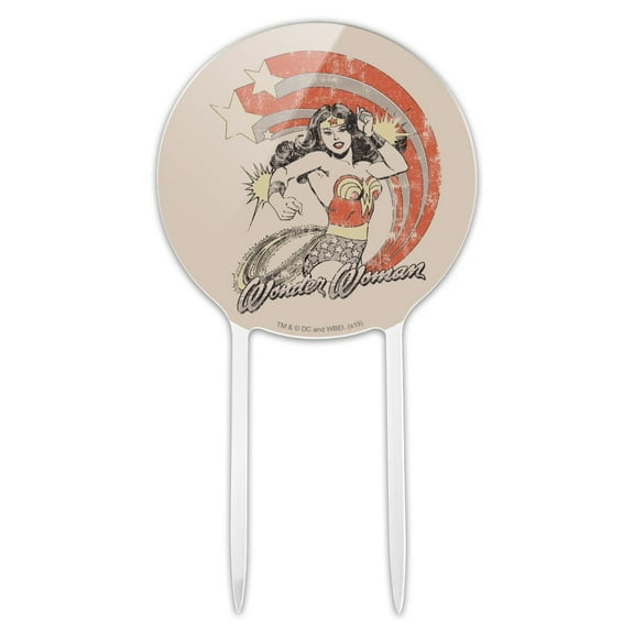 Acrylic Wonder Woman Deflecting with Bracelets Cake Topper Party Decoration for Wedding Anniversary Birthday Graduation