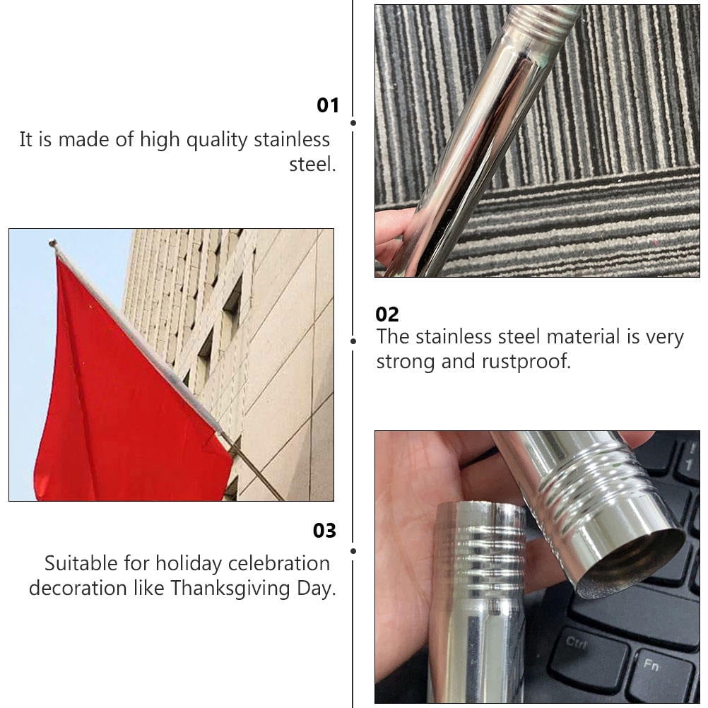 LABSERRON Flagpoles Residential Extendable Stainless Steel 2Pcs
