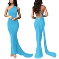 thumbnail image 5 of nvzhuang Women Long Dress, Sleeveless Halterneck Solid Slim Fit Cocktail Dress Summer Dress, 5 of 5