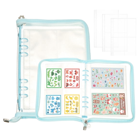 Uxcell Sticker Organizer Binder, Reusable A5 Album with 180 Pocket, Blue