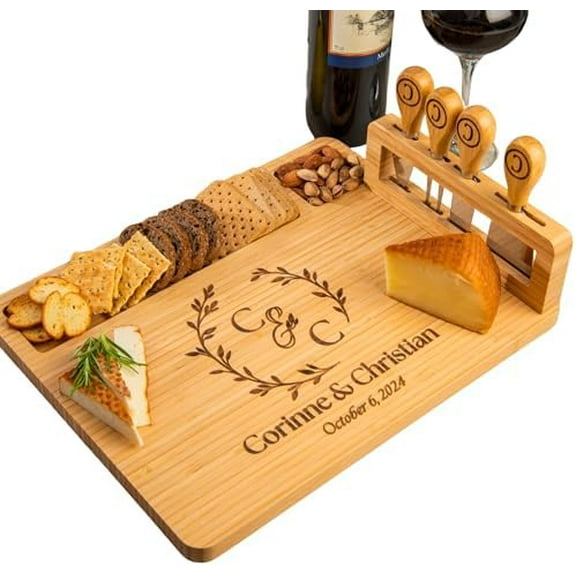 Personalized  Charcuterie Board & Cheese Board Set,  Wedding, Bridal Shower, Anniversary, Gift for Couples, Mom,Farmhouse, Home Decor, Housewarming, House, Birthday Gifts for Women