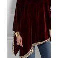 thumbnail image 4 of Blusa de talla grande con dobladillo irregular para mujer, camiseta de manga larga de terciopelo retro a la moda de primavera, top asimétrico holgado informal con cuello redondo, 4 of 4