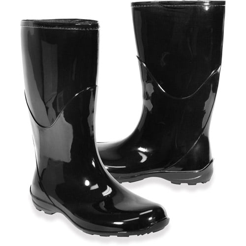 Women's Solid Black Rain Boots - Walmart.com - Walmart.com