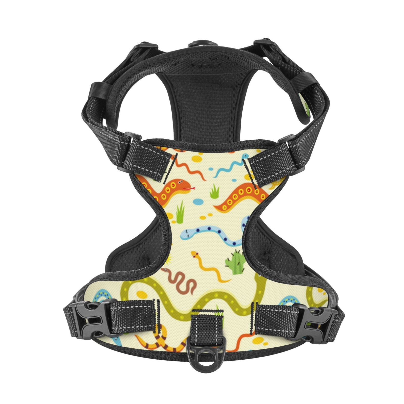 Kdxio Cartoon Snake8 Print No Pull Dog Harness Adjustable Reflective Oxford Easy Control Medium Large Dog Harness for Training and Everyday-Medium