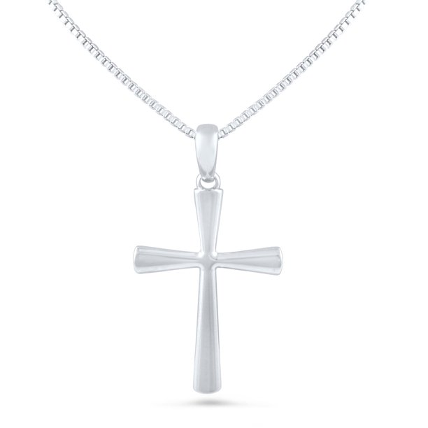 SilverCloseOut Collar Tradicional con Colgante de Cruz Grande de Plata de Ley para Mujer