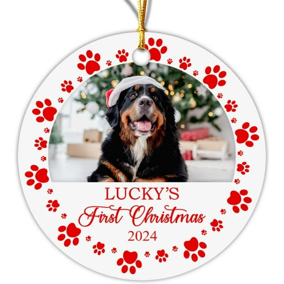 Personalized Cat Dog First Christmas Ornament 2025, Custom Puppy's 1st Christmas Ornament, Cat Dog Lovers Xmas Tree Ornament, Pet Paw Prints, Pet Owner Presents, Gift for Thanksgiving zpvMYx