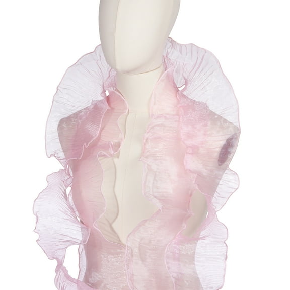 Uxcell Ruffle Lace Trims, 5 Yards Retro Organza Fabric Trim Tulle Decorative Ruffle Lace Border for DIY Sewing Pink