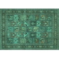 thumbnail image 1 of Ahgly Company Machine Washable Indoor Rectangle Persian Turquoise Blue Traditional Area Rugs, 6' x 9', 1 of 4