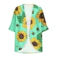 thumbnail image 4 of SELONE Summer Cardigans for Women Lightweight 3/4 Sleeve Plus Size Regular Open Front Cardigans Without Hoodie Sunflower Beach Vacation Wear Multicolor L, 4 of 5