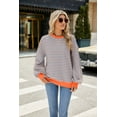 thumbnail image 2 of IDOPIP Oversized Sweatshirt for Women 2024 Fall Crewneck Long Sleeve Color Block Striped Pullover Top, 2 of 8