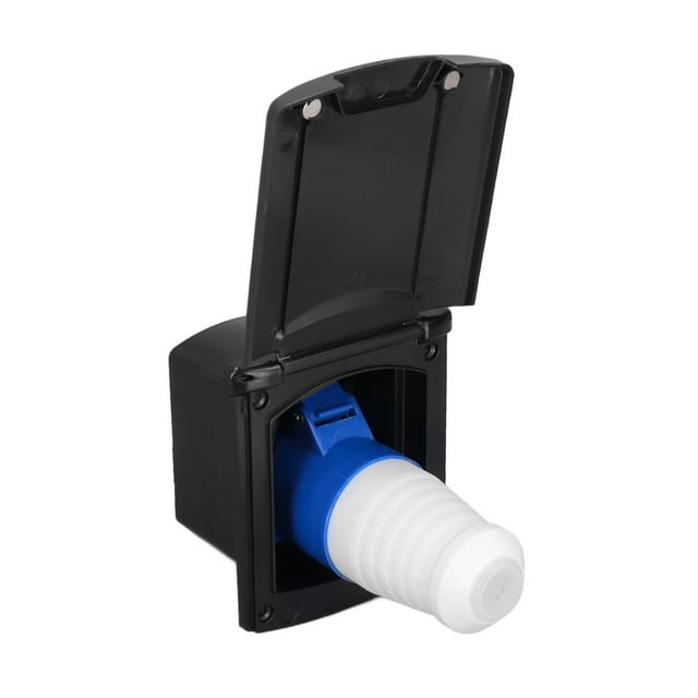 32A 220V‑250V RV External Power Outlet Box 3 Pin Plug Socket Waterproof Embedded Mounting for Campers TrailerBlack