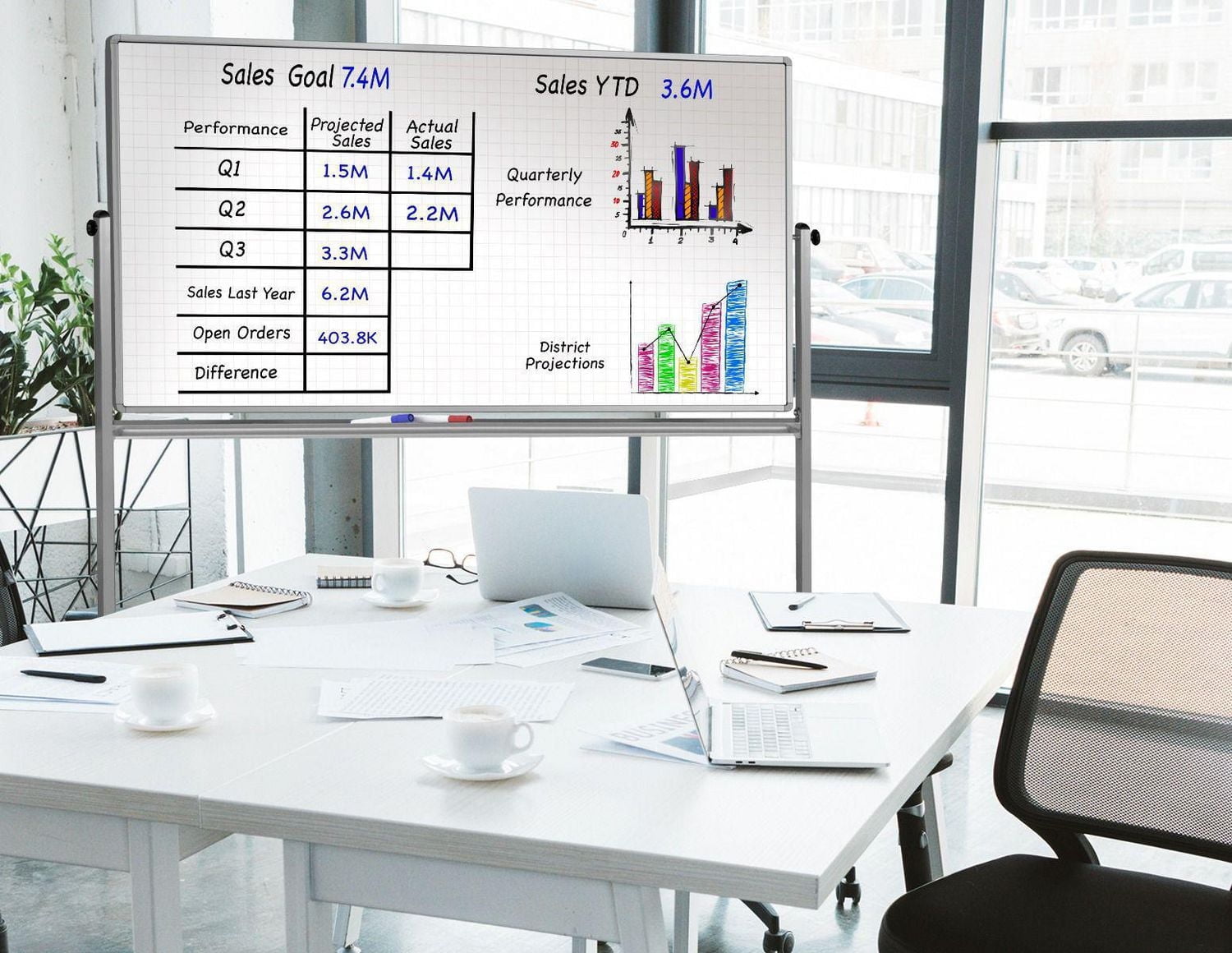 Luxor Tableau Blanc Magnétique Mobile 72" x 40"