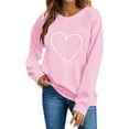 thumbnail image 5 of Valentine's Day Sweatshirt for Women Pink Oversized Crewneck with Minimalist Heart Print - Romantic Gift Casual Top,Size L, 5 of 6