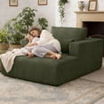 thumbnail image 4 of S-HOME Modern Convertible Sofa Bed with Ribbed Corduroy Fabric, Foam Core, 62.6x48.23 Inches 1-2 Seater, 2 Lumbar Pillows, for Living Room or Apartment, Green, 4 of 14